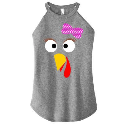 Thanksgiving Turkey Face Girl Ribbon Gift Women's Perfect Tri Rocker Tank