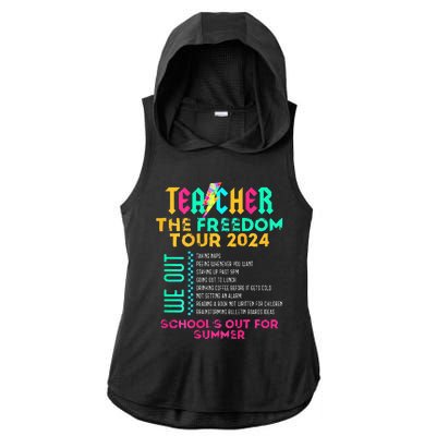 Teacher The Freedom 2024 Schools Out For Summer Ladies PosiCharge Tri-Blend Wicking Draft Hoodie Tank