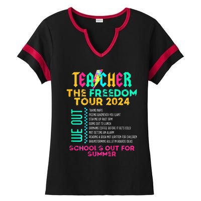 Teacher The Freedom 2024 Schools Out For Summer Ladies Halftime Notch Neck Tee