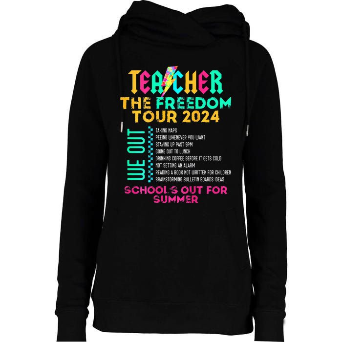 Teacher The Freedom 2024 Schools Out For Summer Womens Funnel Neck Pullover Hood