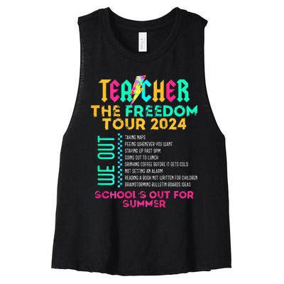 Teacher The Freedom 2024 Schools Out For Summer Women's Racerback Cropped Tank