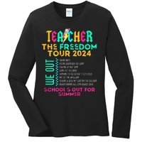 Teacher The Freedom 2024 Schools Out For Summer Ladies Long Sleeve Shirt