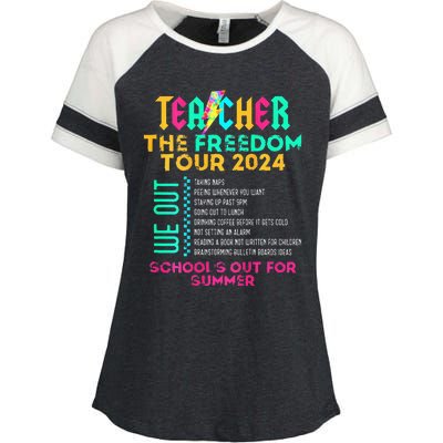 Teacher The Freedom 2024 Schools Out For Summer Enza Ladies Jersey Colorblock Tee