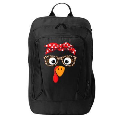 Thanksgiving Turkey Face Leopard Print Glasses City Backpack