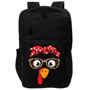 Thanksgiving Turkey Face Leopard Print Glasses Impact Tech Backpack