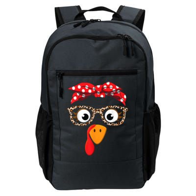 Thanksgiving Turkey Face Leopard Print Glasses Daily Commute Backpack