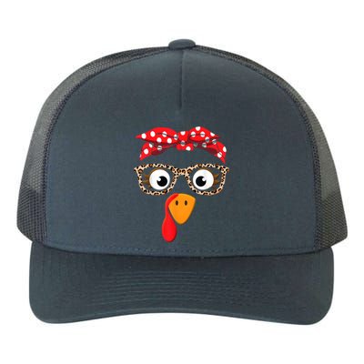 Thanksgiving Turkey Face Leopard Print Glasses Yupoong Adult 5-Panel Trucker Hat