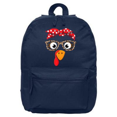 Thanksgiving Turkey Face Leopard Print Glasses 16 in Basic Backpack