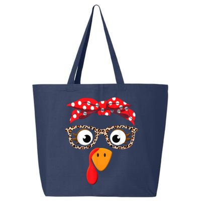 Thanksgiving Turkey Face Leopard Print Glasses 25L Jumbo Tote