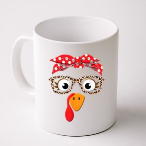 Thanksgiving Turkey Face Leopard Print Glasses Coffee Mug