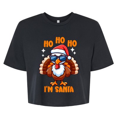 Thanksgiving Turkey Funny Fake Santa Thanksgiving Turkey Day Bella+Canvas Jersey Crop Tee