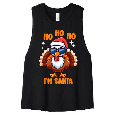 Thanksgiving Turkey Funny Fake Santa Thanksgiving Turkey Day Women's Racerback Cropped Tank