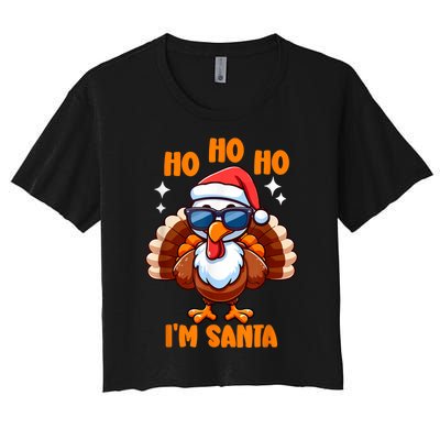 Thanksgiving Turkey Funny Fake Santa Thanksgiving Turkey Day Women's Crop Top Tee