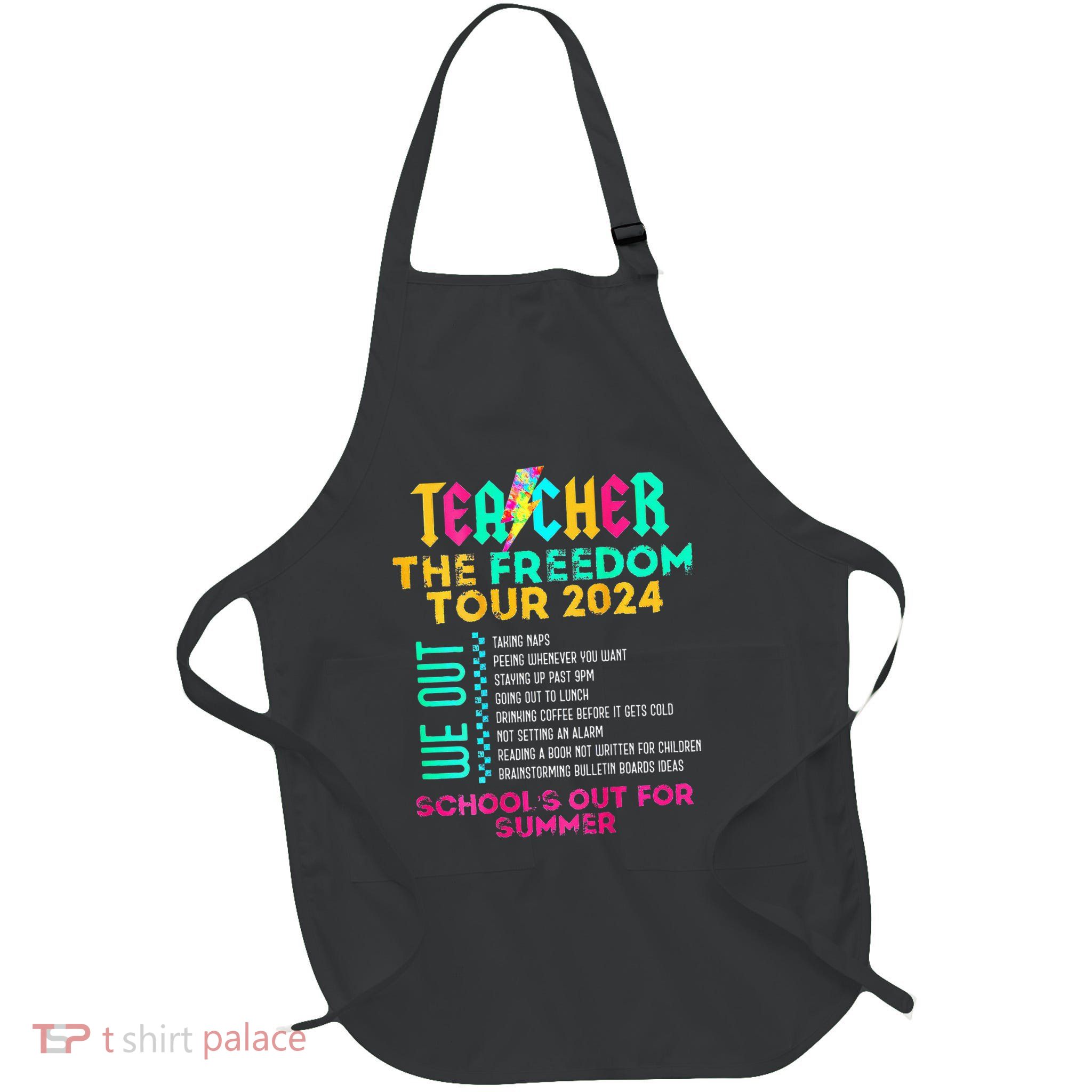 Teacher The Freedom Summer Last Day Of School Full-Length Apron With Pockets