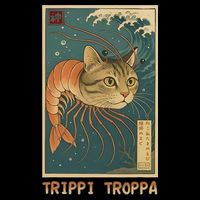 Trippi Troppa Funny Italian Brainrot Meme Japanese Cropped Pullover Crew