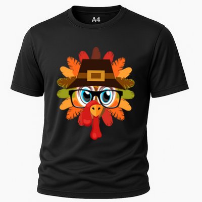 Thanksgiving Turkey Face Pilgrims Hat Glasses Tail Feathers Meaningful Gift Performance Shirt