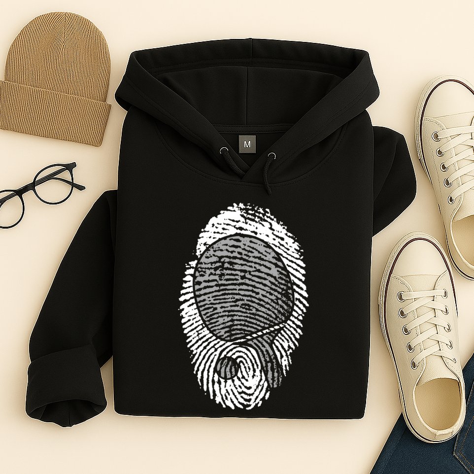 Table Tennis Fingerprint Ping Pong Table Tennis Player Hoodie