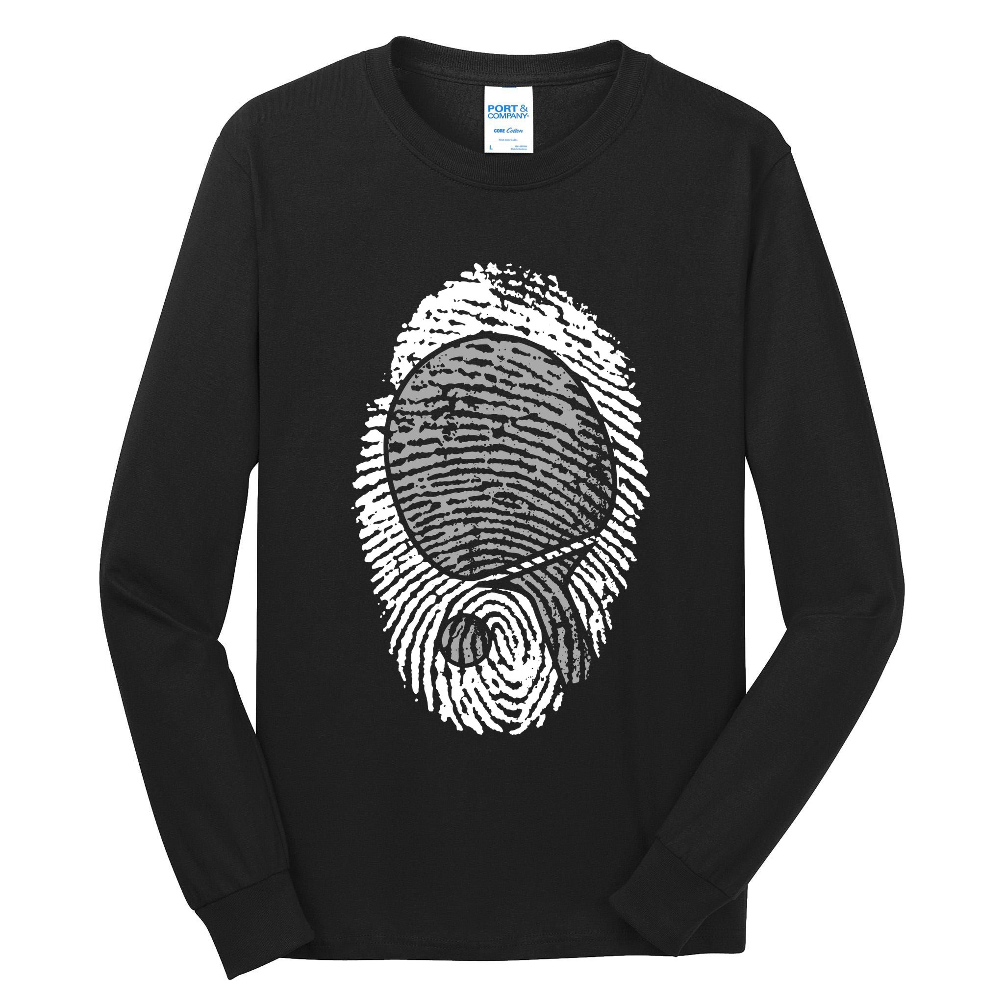Table Tennis Fingerprint Ping Pong Table Tennis Player Tall Long Sleeve T-Shirt