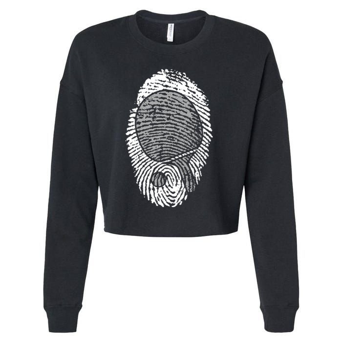 Table Tennis Fingerprint Ping Pong Table Tennis Player Cropped Pullover Crew