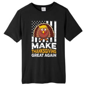 Turkey Trump Funny Gift Funny Make Thanksgiving Great Again Flag Gift Tall Fusion ChromaSoft Performance T-Shirt