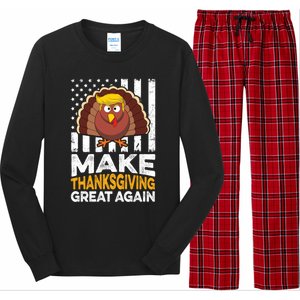 Turkey Trump Funny Gift Funny Make Thanksgiving Great Again Flag Gift Long Sleeve Pajama Set