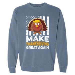 Turkey Trump Funny Gift Funny Make Thanksgiving Great Again Flag Gift Garment-Dyed Sweatshirt