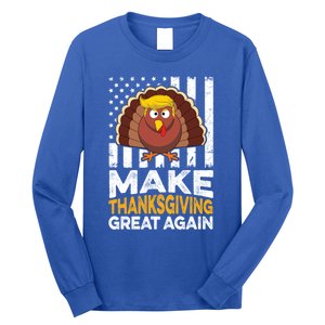 Turkey Trump Funny Gift Funny Make Thanksgiving Great Again Flag Gift Long Sleeve Shirt