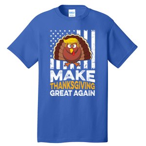 Turkey Trump Funny Gift Funny Make Thanksgiving Great Again Flag Gift Tall T-Shirt