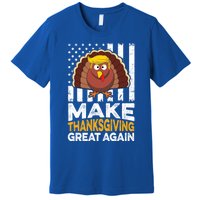 Turkey Trump Funny Gift Funny Make Thanksgiving Great Again Flag Gift Premium T-Shirt