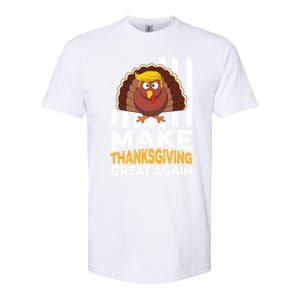 Turkey Trump Funny Gift Funny Make Thanksgiving Great Again Flag Gift Softstyle CVC T-Shirt