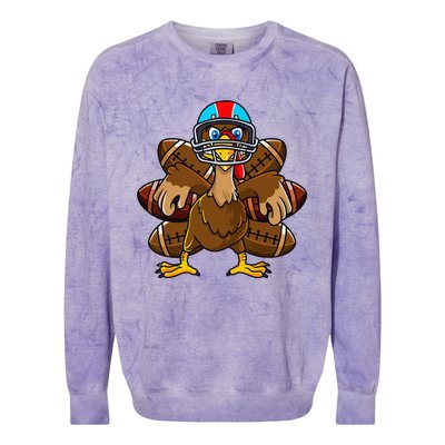 Thanksgiving Turkey Football Player Funny Colorblast Crewneck Sweatshirt