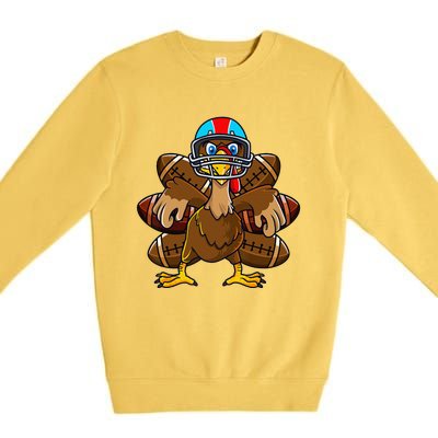 Thanksgiving Turkey Football Player Funny Premium Crewneck Sweatshirt