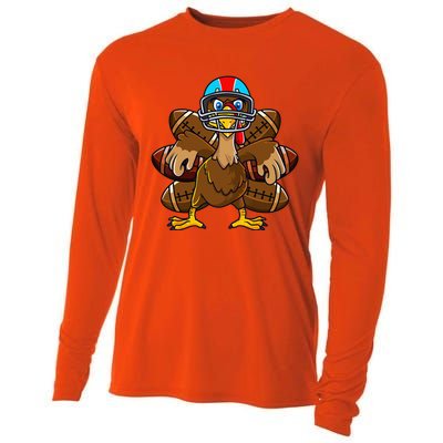 Thanksgiving Turkey Football Player Funny Cooling Performance Long Sleeve Crew