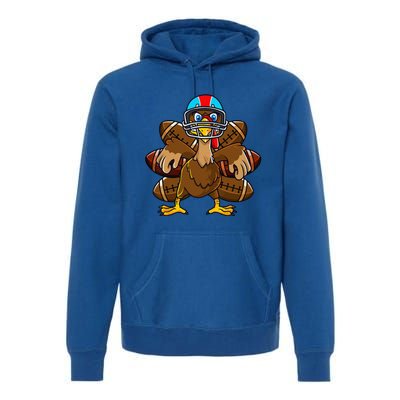 Thanksgiving Turkey Football Player Funny Premium Hoodie