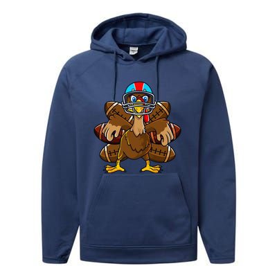 Thanksgiving Turkey Football Player Funny Performance Fleece Hoodie