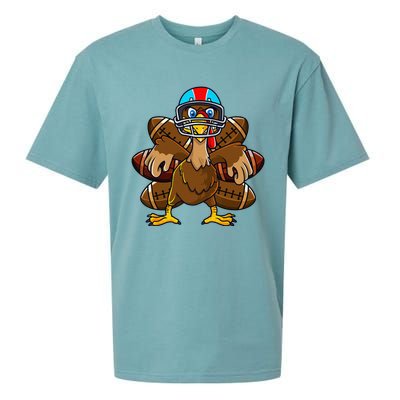 Thanksgiving Turkey Football Player Funny Sueded Cloud Jersey T-Shirt