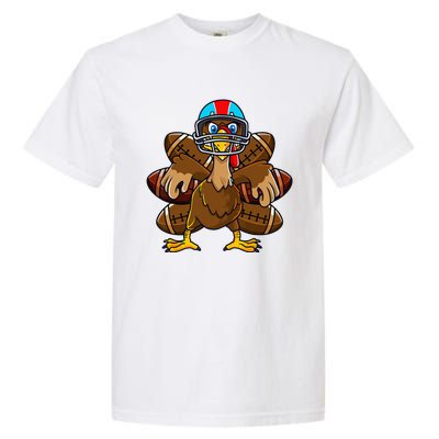 Thanksgiving Turkey Football Player Funny Garment-Dyed Heavyweight T-Shirt