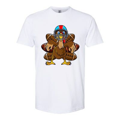 Thanksgiving Turkey Football Player Funny Softstyle CVC T-Shirt