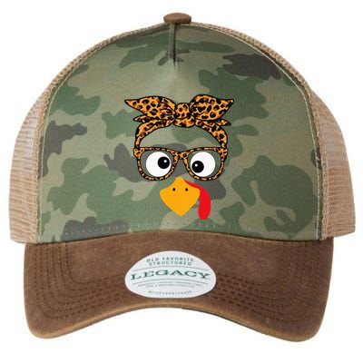 Thanksgiving Turkey Face Leopard Print Glasses Autumn Fall Legacy Tie Dye Trucker Hat