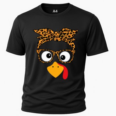 Thanksgiving Turkey Face Leopard Print Glasses Autumn Fall Performance Shirt