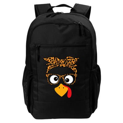 Thanksgiving Turkey Face Leopard Print Glasses Autumn Fall Backpack