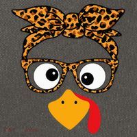 Thanksgiving Turkey Face Leopard Print Glasses Autumn Fall Cotton Canvas Backpack