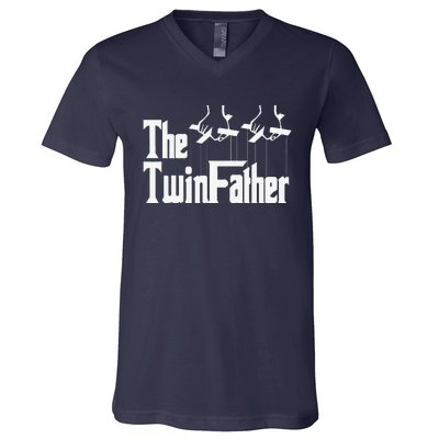 The TwinFather Funny Father Of Twins Funny Dad Fathers Day Gift V-Neck T-Shirt