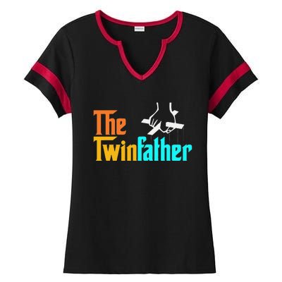 The TwinFather Funny Father Of Twins Funny Dad Fathers Day Ladies Halftime Notch Neck Tee