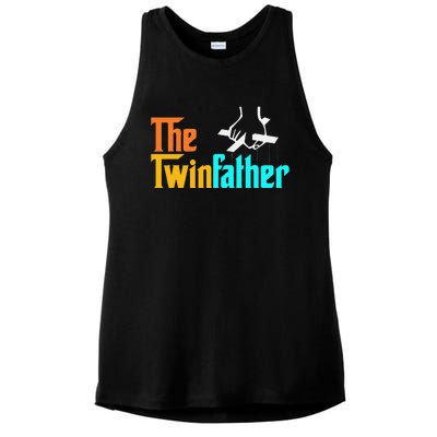 The TwinFather Funny Father Of Twins Funny Dad Fathers Day Ladies PosiCharge Tri-Blend Wicking Tank