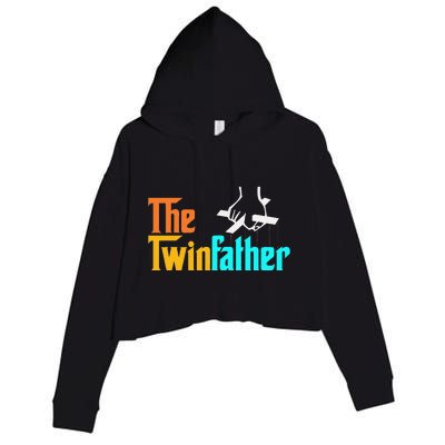 The TwinFather Funny Father Of Twins Funny Dad Fathers Day Crop Fleece Hoodie