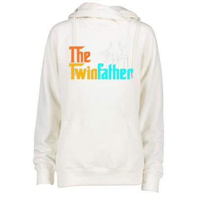 The TwinFather Funny Father Of Twins Funny Dad Fathers Day Womens Funnel Neck Pullover Hood