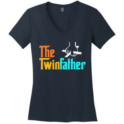 The TwinFather Funny Father Of Twins Funny Dad Fathers Day Women's V-Neck T-Shirt