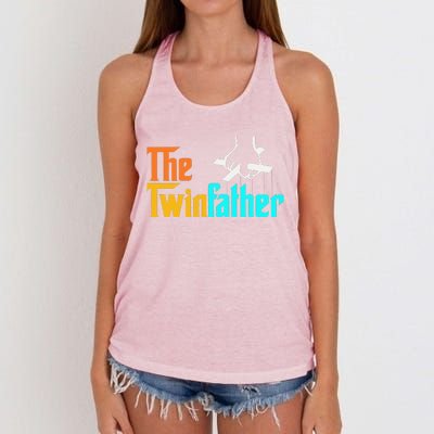 The TwinFather Funny Father Of Twins Funny Dad Fathers Day Women's Knotted Racerback Tank