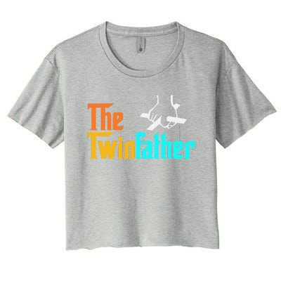 The TwinFather Funny Father Of Twins Funny Dad Fathers Day Women's Crop Top Tee